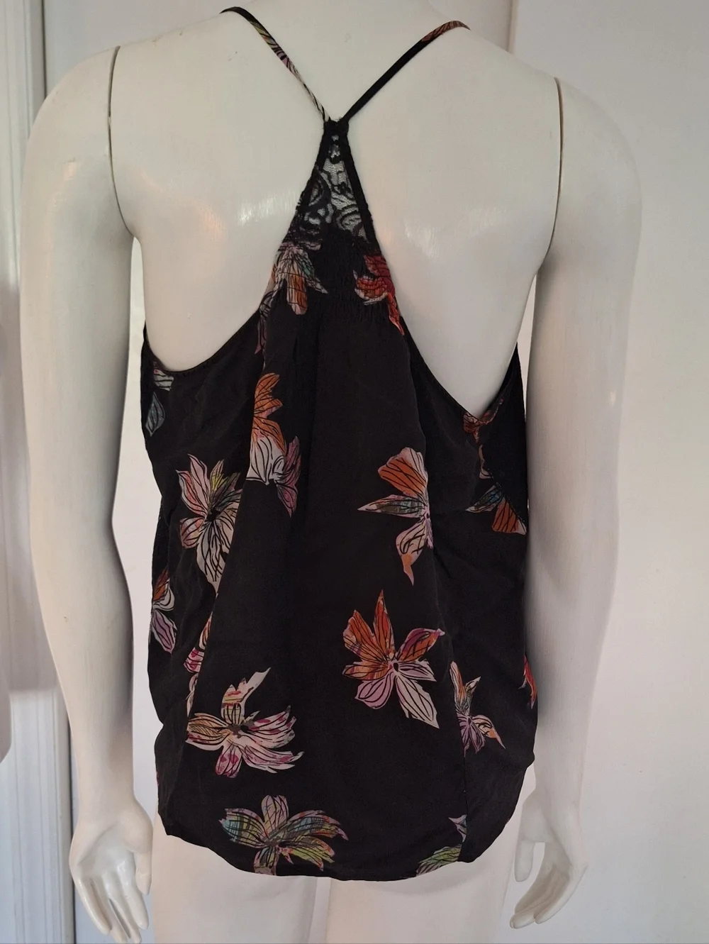 EUC Maeve Black Floral Halter Tank Top Camisole with Multicolor Blooms - Picture 2 of 6